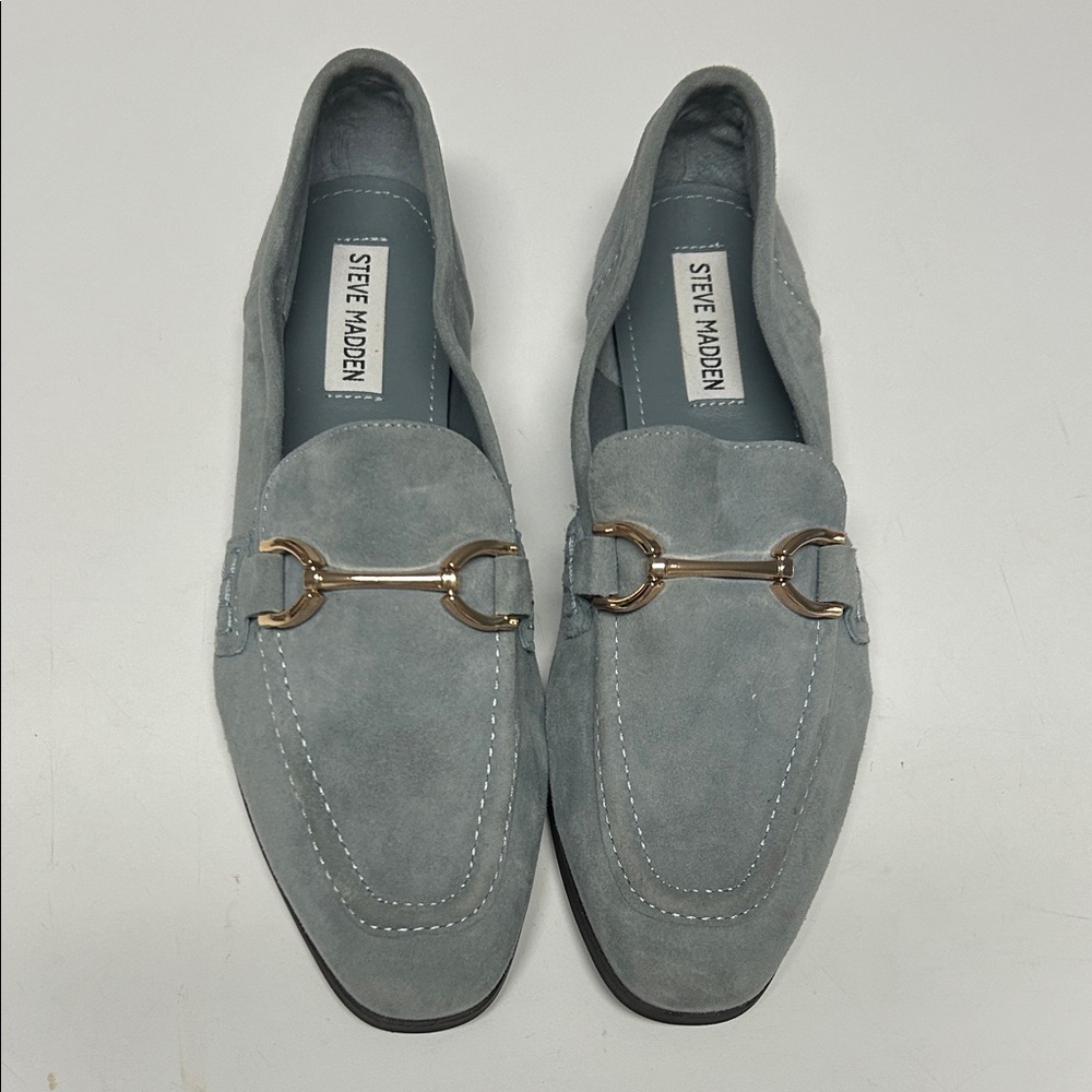 Steve Madden Light Gray Suede Horsebit Loafers